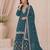 Designer teal color zari work pakistani suit piece with heavy border dupatta for women