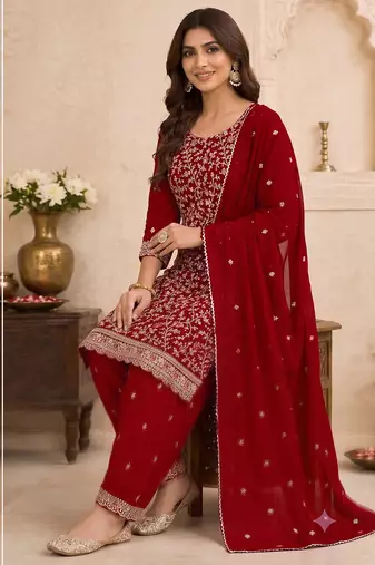 Festive wear unstitched suit with dupatta