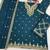 Designer teal color zari work pakistani suit piece with heavy border dupatta for women