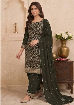 Festive wear unstitched suit with dupatta 3