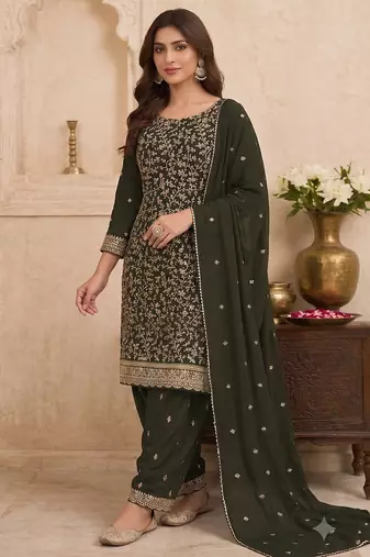 Festive wear unstitched suit with dupatta