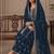 Teal zari work straight kurta with bottom & scallop dupatta set