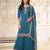 Blue embroidered unstitched salwar suit material with heavy border dupatta
