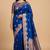 Blue semi silk banarasi  saree with floral zari work