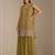 Olive green  faux georgette bandhani mirror work dress material set