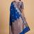 Blue semi silk banarasi  saree with floral zari work