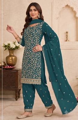 Festive wear unstitched suit with dupatta 3