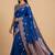 Blue semi silk banarasi  saree with floral zari work