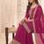 Pink embroidered unstitched salwar suit material with heavy border dupatta