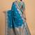 Sky blue semi silk banarasi  saree with floral zari work