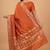 Orange semi silk banarasi  saree with floral zari leaf work