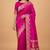 Rani pink semi silk banarasi  saree with floral zari & booti work