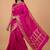 Rani pink semi silk banarasi  saree with floral zari & booti work