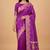 Purple semi silk banarasi  saree with floral zari & booti work