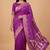 Purple semi silk banarasi  saree with floral zari & booti work
