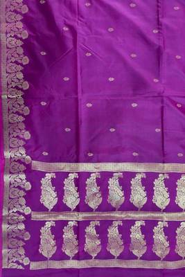 Purple semi silk banarasi  saree with floral zari & booti work 4