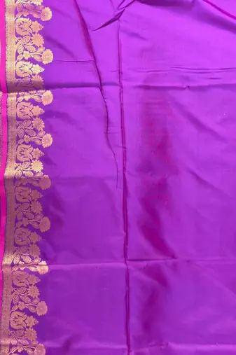 Purple semi silk banarasi  saree with floral zari & booti work