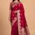 Red semi silk banarasi  saree with floral zari & booti work