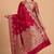 Red semi silk banarasi  saree with floral zari & booti work