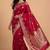 Red semi silk banarasi  saree with floral zari & booti work