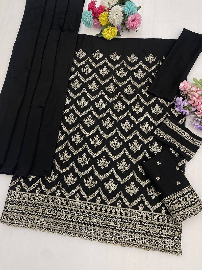 Black embroidered strappy kurti sharara set