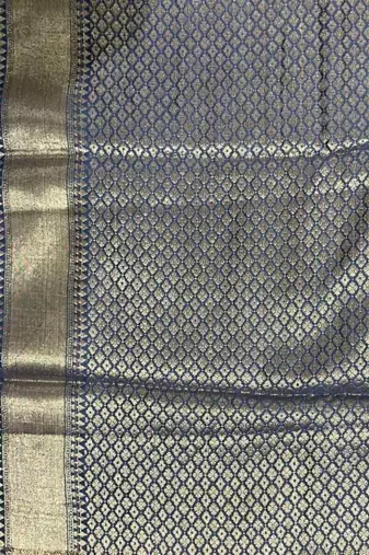 Black cotton silk banarasi  saree with floral zari jaal work