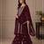 Maroon zari work straight kurta with bottom & scallop dupatta set