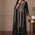 Balck zari work straight kurta with bottom & scallop dupatta set