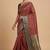 Red cotton silk banarasi  saree with floral zari jaal work
