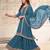 Blue embroidered unstitched salwar suit material with heavy border dupatta