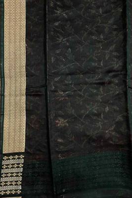 Red cotton silk banarasi  saree with floral zari jaal work 5
