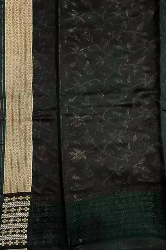 Red cotton silk banarasi  saree with floral zari jaal work