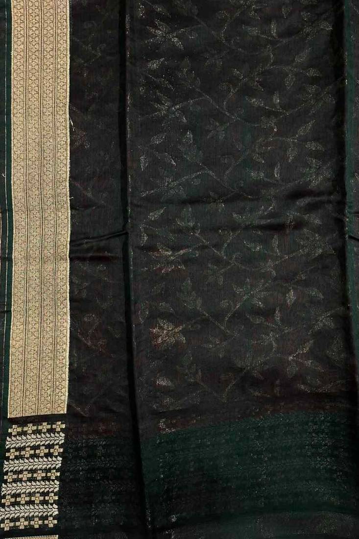 Red cotton silk banarasi  saree with floral zari jaal work