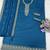 Blue embroidered unstitched salwar suit material with heavy border dupatta