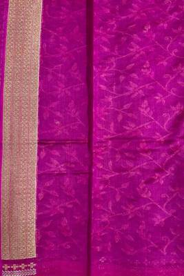 Purple cotton silk banarasi  saree with floral zari jaal work 5