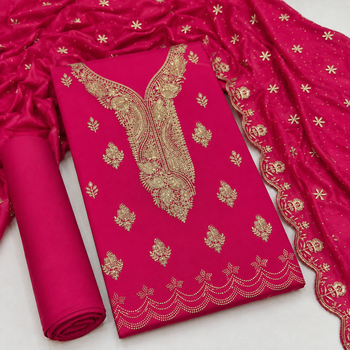 Women’s embroidered unstitched salwar suit dress material with dupatta 2