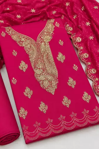 Women’s embroidered unstitched salwar suit dress material with dupatta