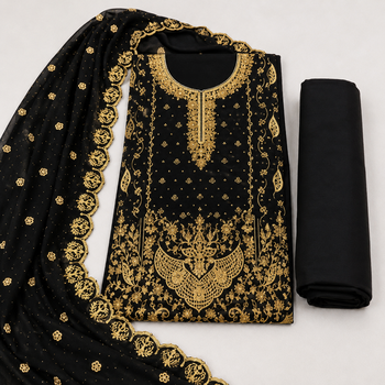 Women’s embroidered unstitched salwar suit dress material with dupatta 2