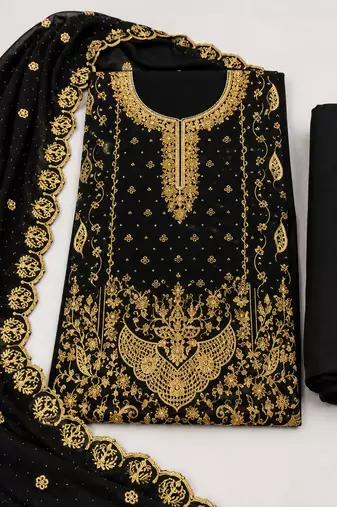 Women’s embroidered unstitched salwar suit dress material with dupatta