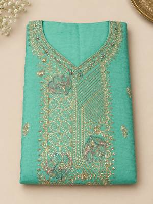 Women’s embroidered unstitched salwar suit dress material with dupatta 2