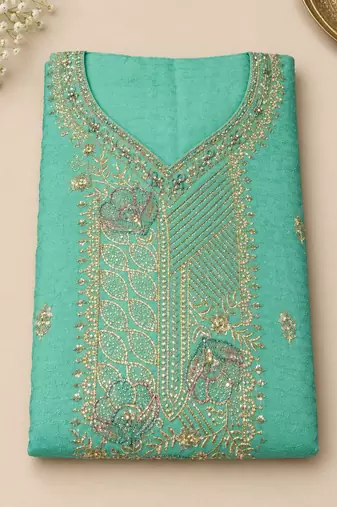 Women’s embroidered unstitched salwar suit dress material with dupatta