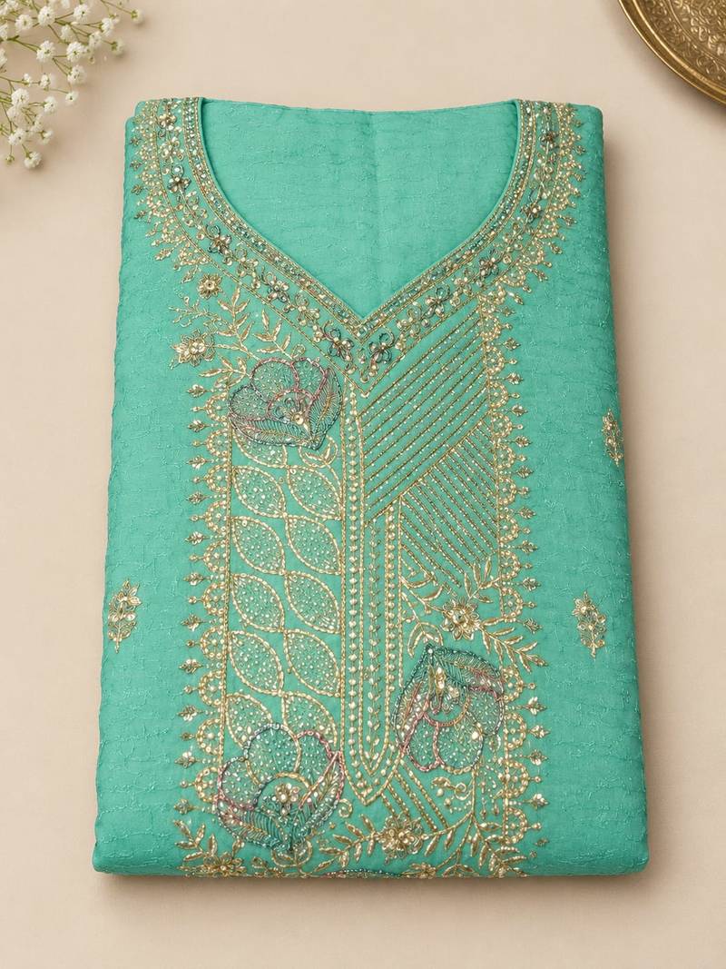 Women’s embroidered unstitched salwar suit dress material with dupatta