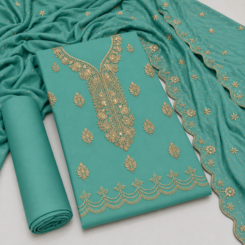 Women’s embroidered unstitched salwar suit dress material with dupatta 2