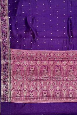 Purple cotton silk banarasi  saree with zari booti & tanchoi work 4