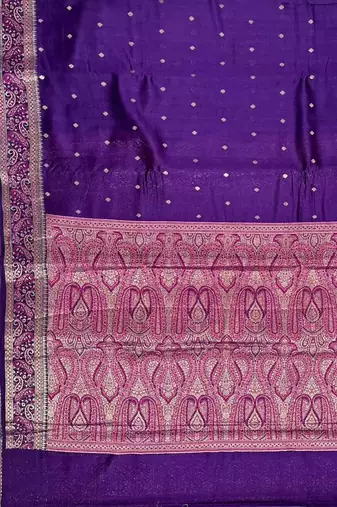 Purple cotton silk banarasi  saree with zari booti & tanchoi work