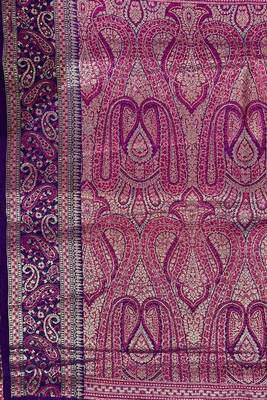 Purple cotton silk banarasi  saree with zari booti & tanchoi work 5