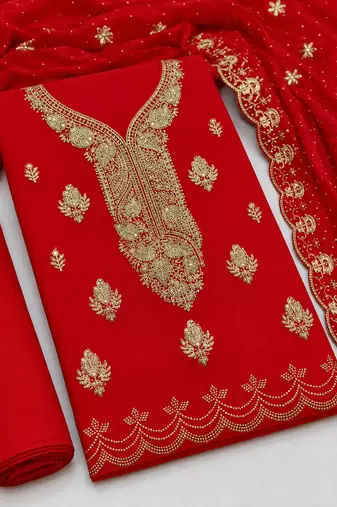 Women’s embroidered unstitched salwar suit dress material with dupatta