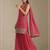 Pink georgette bandhani mirror work dress material set