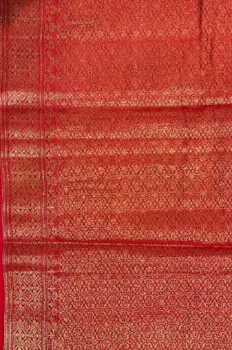 Red cotton silk banarasi  saree with pan boota zari  work