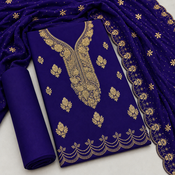 Women’s embroidered unstitched salwar suit dress material with dupatta 2